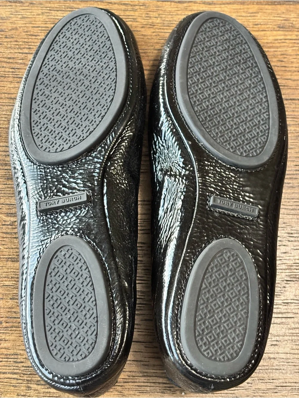 Tory Burch Black Patent Leather Round-Toe Ballet Flats
